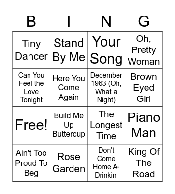 Music Bingo Card