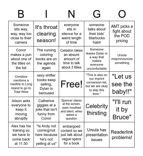 Adult Print and Bind Bingo Card