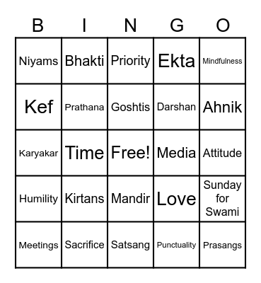 Alaukik Seva Bingo Card