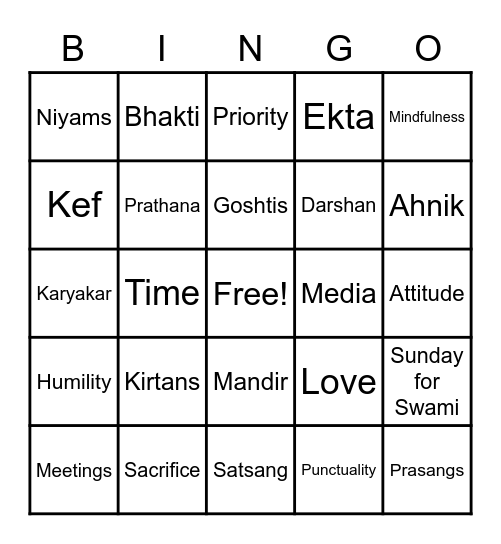 Alaukik Seva Bingo Card