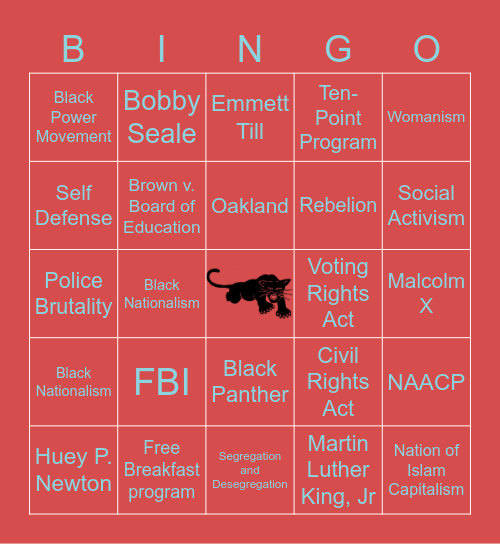 Black Panther Bingo Card