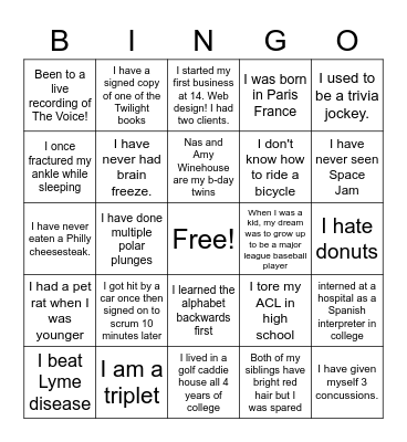 DS Happy Hour! Bingo Card