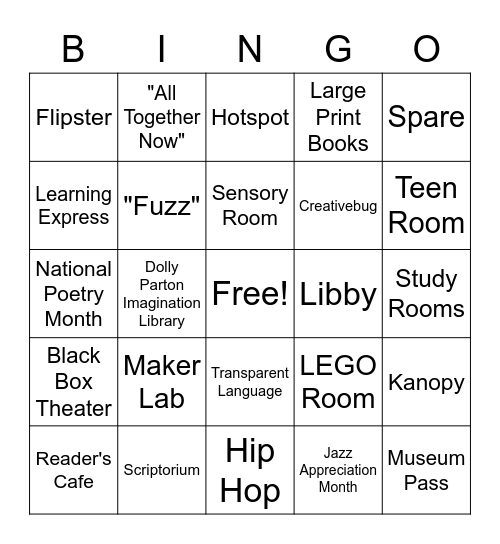 Route 9 Library Bingo Card