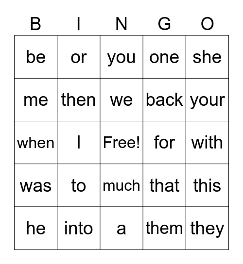 List 2 Bingo Card