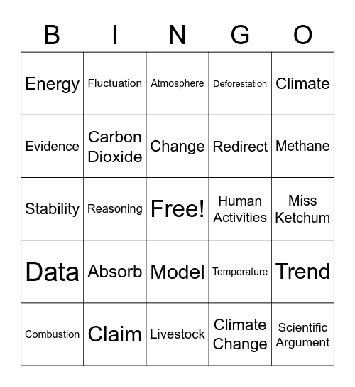 Earth's Changing Climate Bingo Card