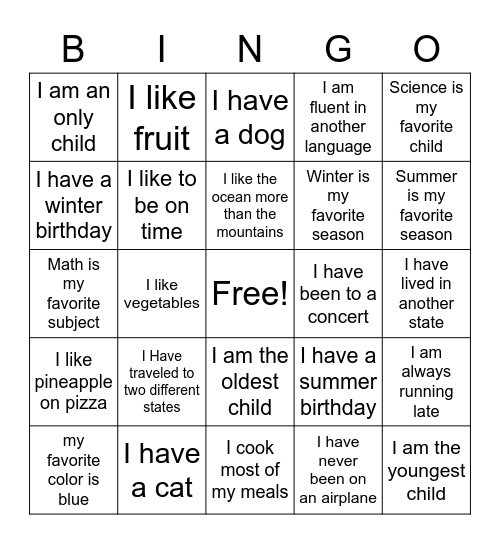 Untitled Bingo Card