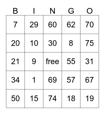 Clyde's Bingo Card Bingo Card