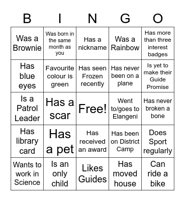 2CB Getting to Know You Bingo Card