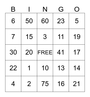 Clyde's Bingo Card Bingo Card