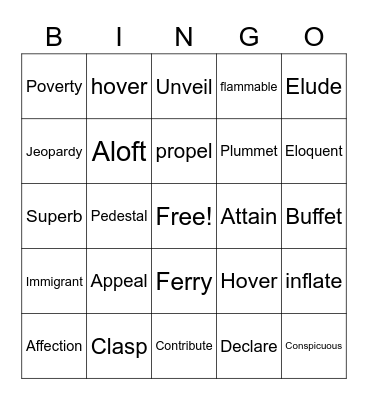 Vocabulary Bingo Card