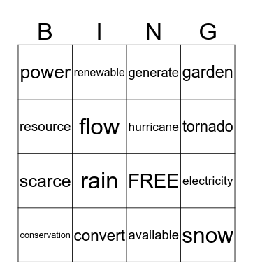 Power of Nature  Bingo Card