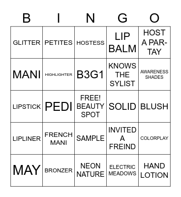 BEAUTY SOCIAL PAR-TAY BINGO Card