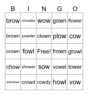 ow plow Bingo Card