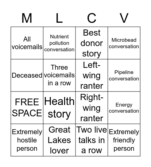 MLCV Thank-a-Thon Bingo! Bingo Card