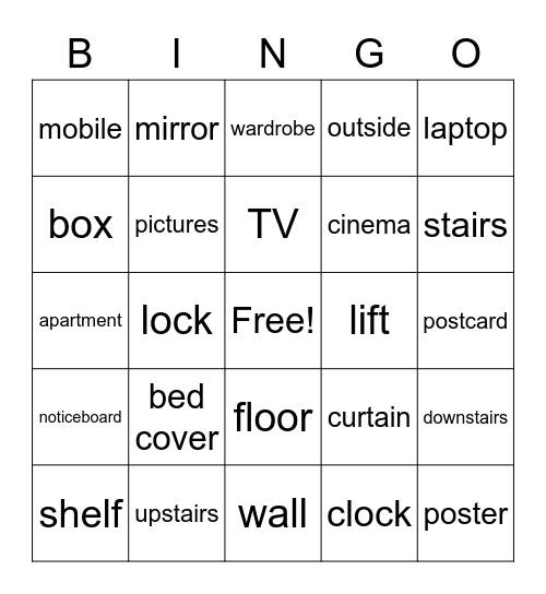 Vocabulary Unit 1 Bingo Card