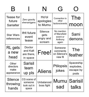 Lonetrail bingo Card