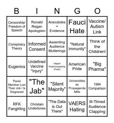 Antivax Bingo Card