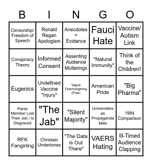 Antivax Bingo Card