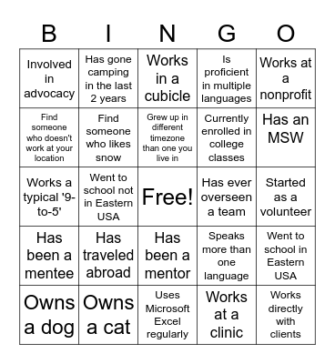 Networking Bingo! Bingo Card