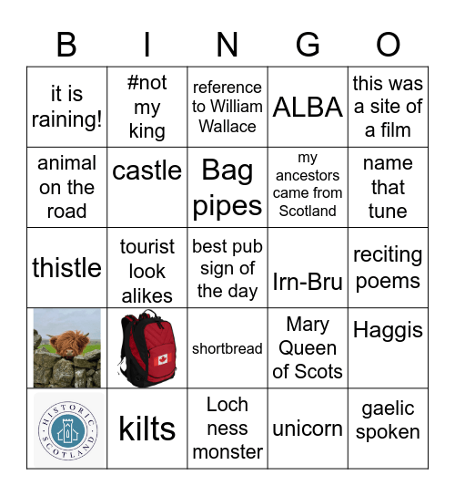 Scotland Bingo Card