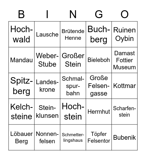 Zittauer Gebirge BINGO Card