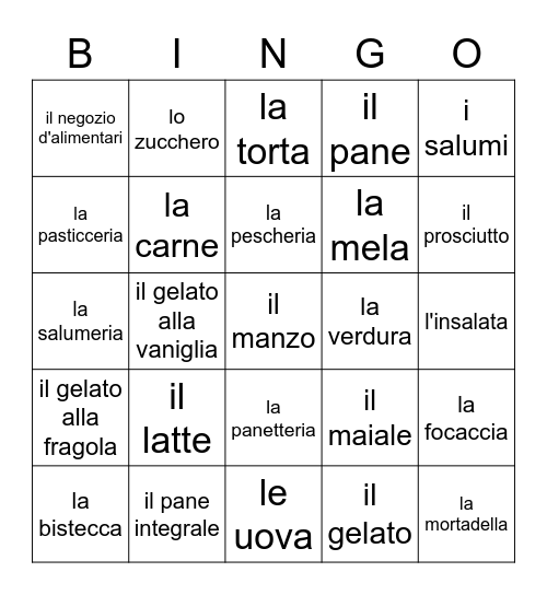 i negozi di specialita` Bingo Card