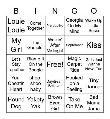 Music Bingo Card