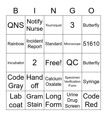 Lab Bingo Card