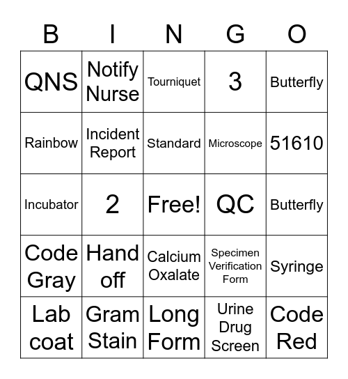 Lab Bingo Card