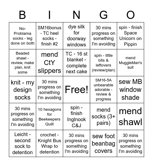 Spring 2023 Things To Stop Avoiding Bingo Card