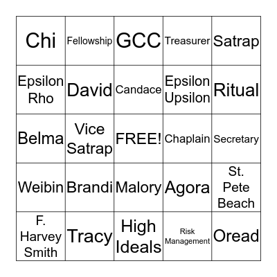 Province "Bingo" Bingo Card