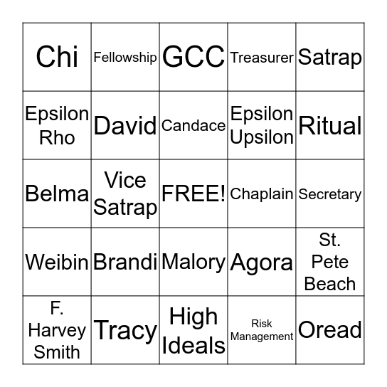 Province "Bingo" Bingo Card