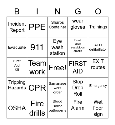 SAFETY Bingo Card