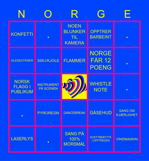 EUROVISION 2023 Bingo Card