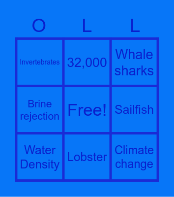 Ocean Life Bingo Card