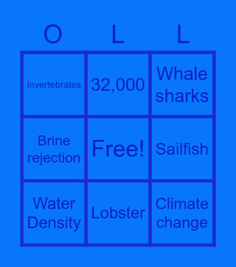 Ocean Life Bingo Card