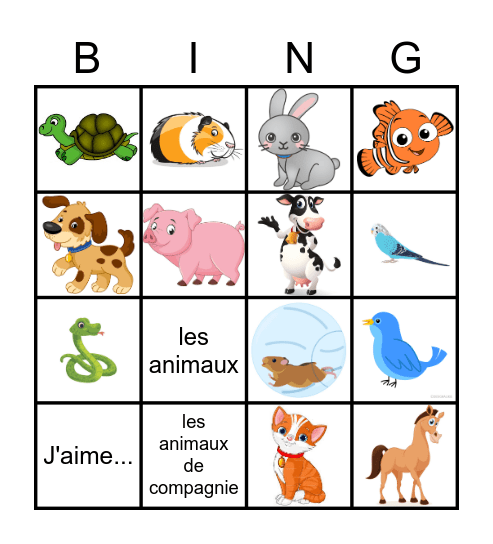 Les animaux de compagnie Bingo Card