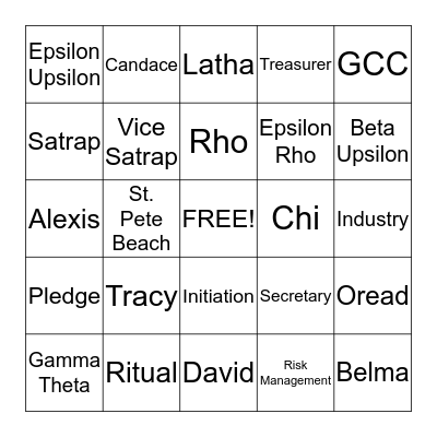 Province "Bingo" Bingo Card