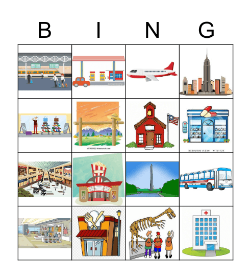 Locations Bingo Card