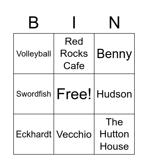 Rachel & Mike's Bingo Card