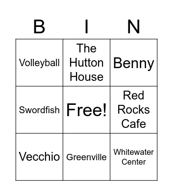 The Vecchio's Bingo Card