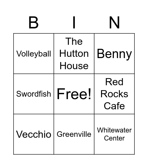 The Vecchio's Bingo Card