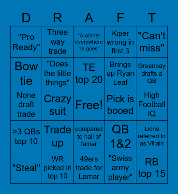 Draft Day 2023 Bingo Card