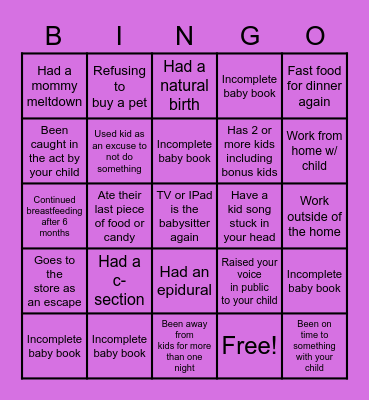 MHH Game Night  Bingo Card