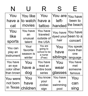 Icebreaker Bingo Card
