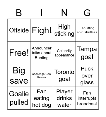 LEAFS GAME Bingo Card