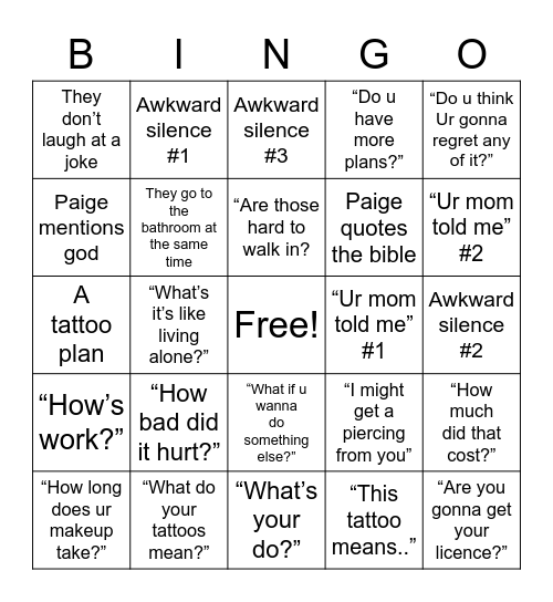 Syds Bingo Card