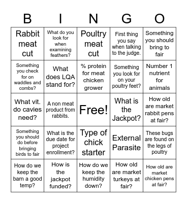 Small Animal Whiz 2023 Bingo Card