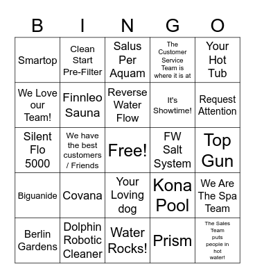 Spa Team Bingo Card