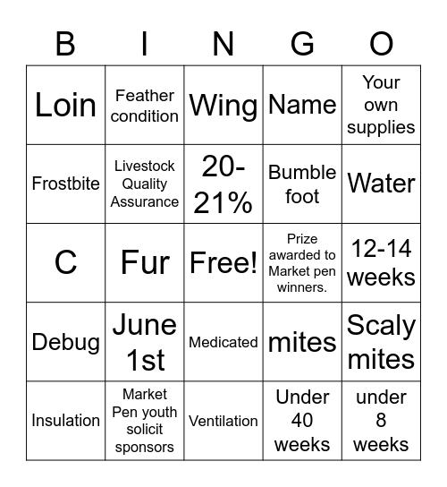 Small Animal Whiz 2023 Bingo Card